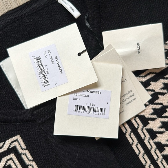 NWT sandro houndstooth pattern jules cardigan ivory/black size 1/FR 36 - Picture 4 of 12